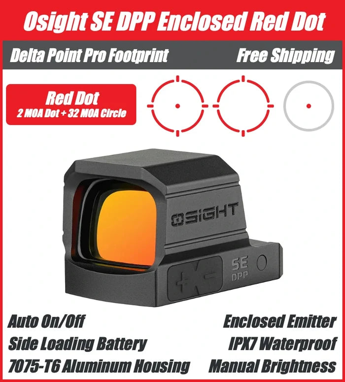 Osight SE DPP Red Dot, MRS Reticle with Side-Loading Battery, DPP Footprint