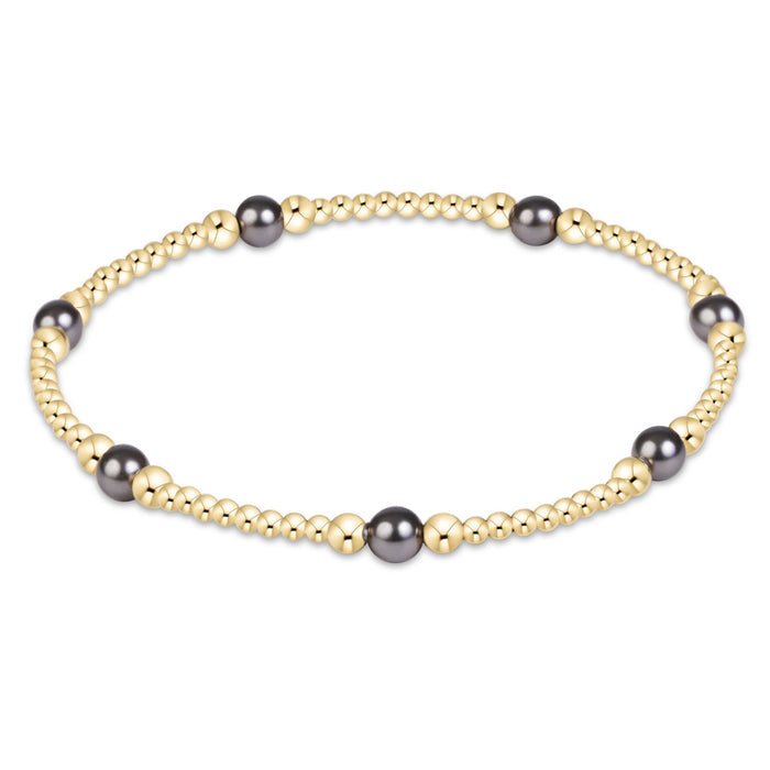 Purpose Pearl Dark Grey 4mm Gold Bracelet
