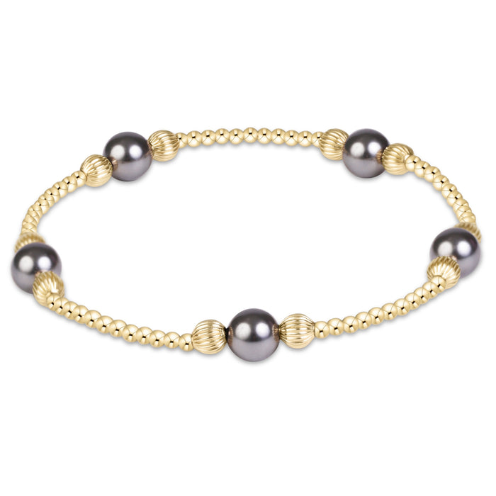 Purpose Pearl Dark Grey 6mm Dignity Gold Bracelet