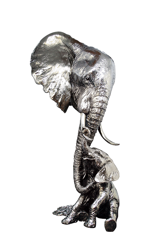 Richard Cooper Elephant and Calf Nickel Resin Sculpture Catherine Best Dev