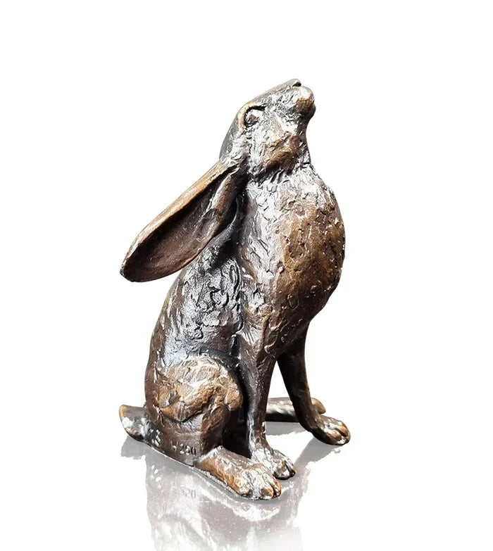 Richard Cooper Small Hare Moon Gazing Bronze Sculpture Catherine Best Dev