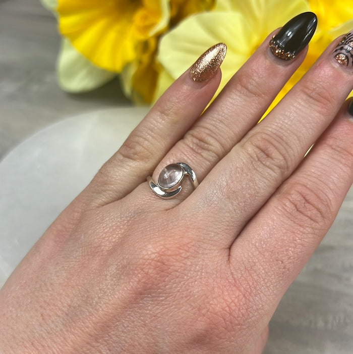 Rose Quartz 925 Sterling Silver Ring -  Size K 1/2