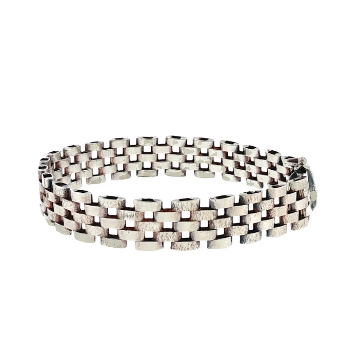 Royal Collection White Gold Textured Five-Row Jubilee Link Chain Bracelet