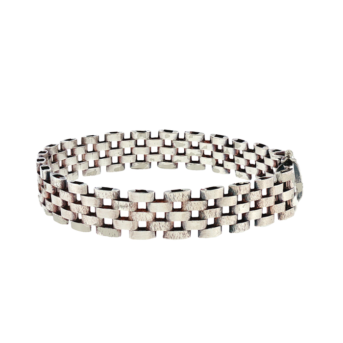 Royal Collection White Gold Textured Five-Row Jubilee Link Chain Bracelet