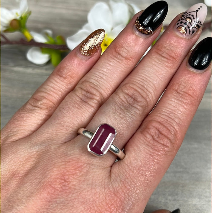 Ruby Natural Facet 925 Ring - Size S