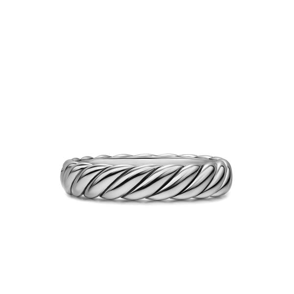 Sculpted Cable Band Ring in Sterling Silver, 4.6mm