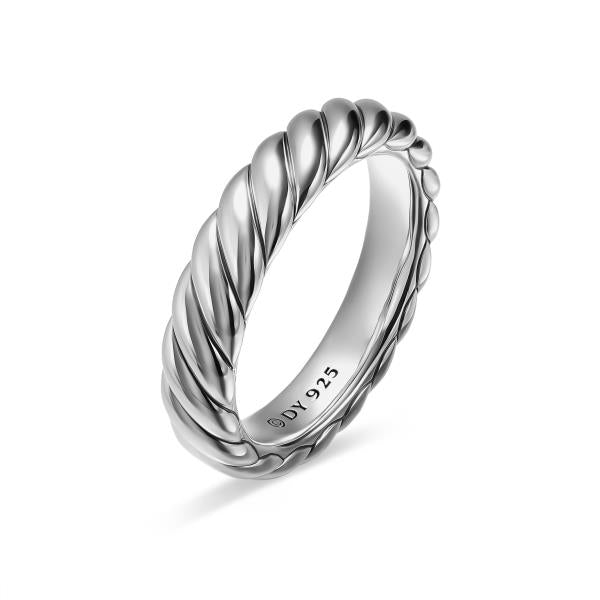 Sculpted Cable Band Ring in Sterling Silver, 4.6mm