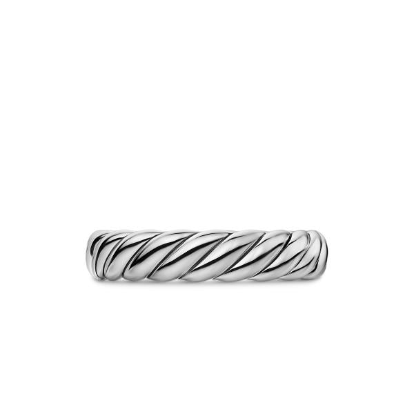 Sculpted Cable Band Ring in Sterling Silver, 4.6mm