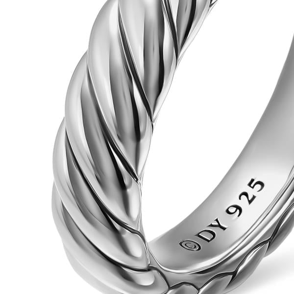 Sculpted Cable Band Ring in Sterling Silver, 4.6mm