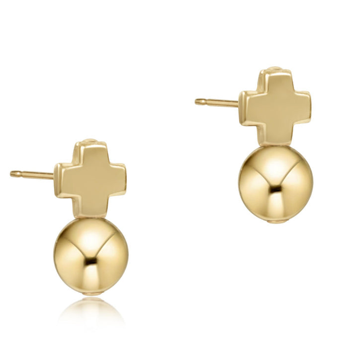 Signature Cross Gold Studs - Classic Gold