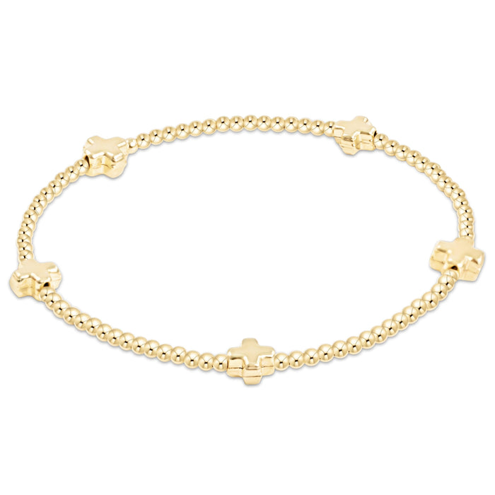 Signature Cross Small 2mm Gold Bracelet - Gold
