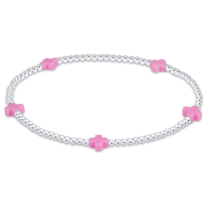 Signature Cross Small 2mm Sterling Bracelet - Bright Pink
