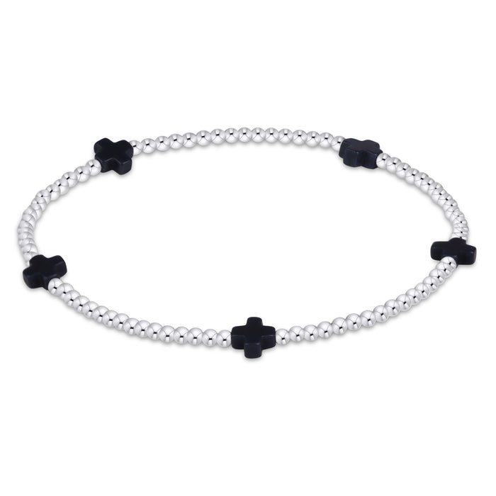 Signature Cross Small 2mm Sterling Bracelet - Navy