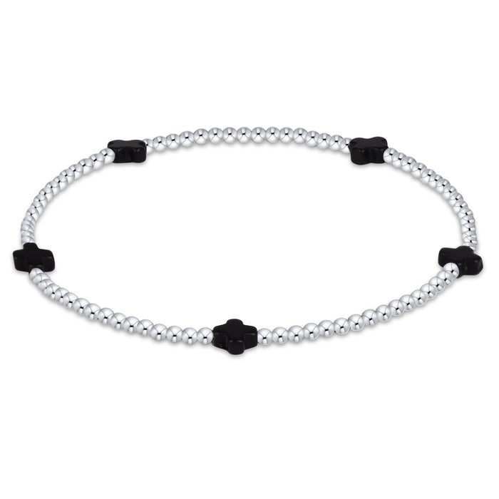 Signature Cross Small 2mm Sterling Bracelet - Onyx