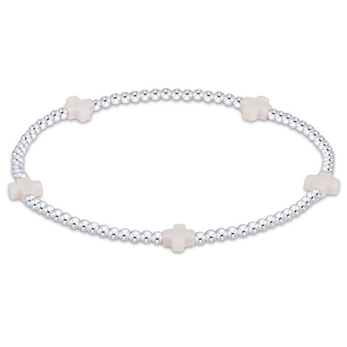 Signature Cross Small 2mm Sterling Bracelet - Off-White