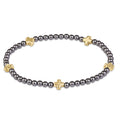Signature Cross Small 3mm Pearl Dark Grey Bracelet - Gold
