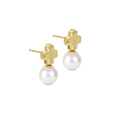 Signature Cross Small Gold Studs - Classic Pearl