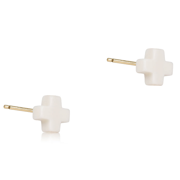 Signature Cross Small Studs - Off-White