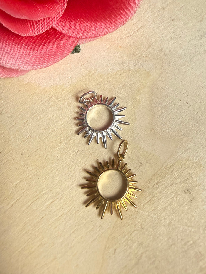 Sun Burst Pendant Necklace Sterling