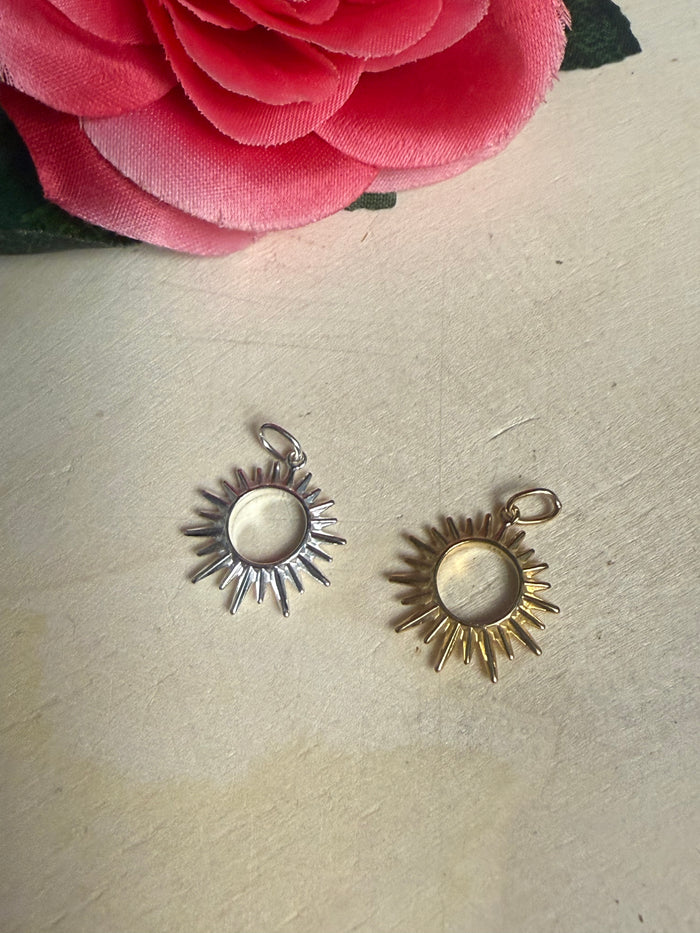 Sun Burst Pendant Necklace Sterling