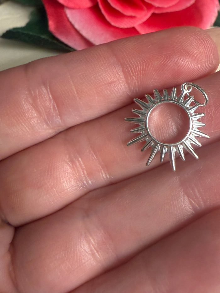 Sun Burst Pendant Necklace Sterling