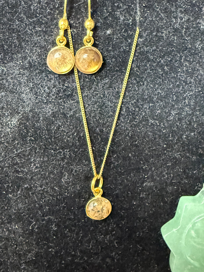 Super Seven Earring & Necklace 18K Gold Set