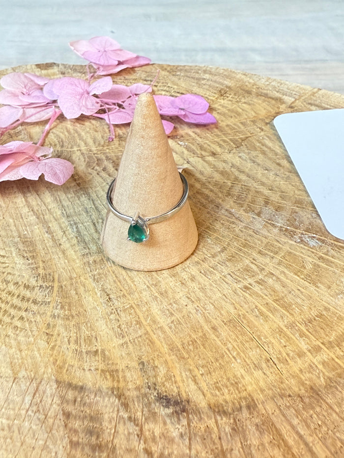 Zambian Emerald - Rare 925 Silver Ring - Size P 1/2